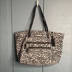 Calvin Klein Black and Cream Tote Bag with Leopard Print